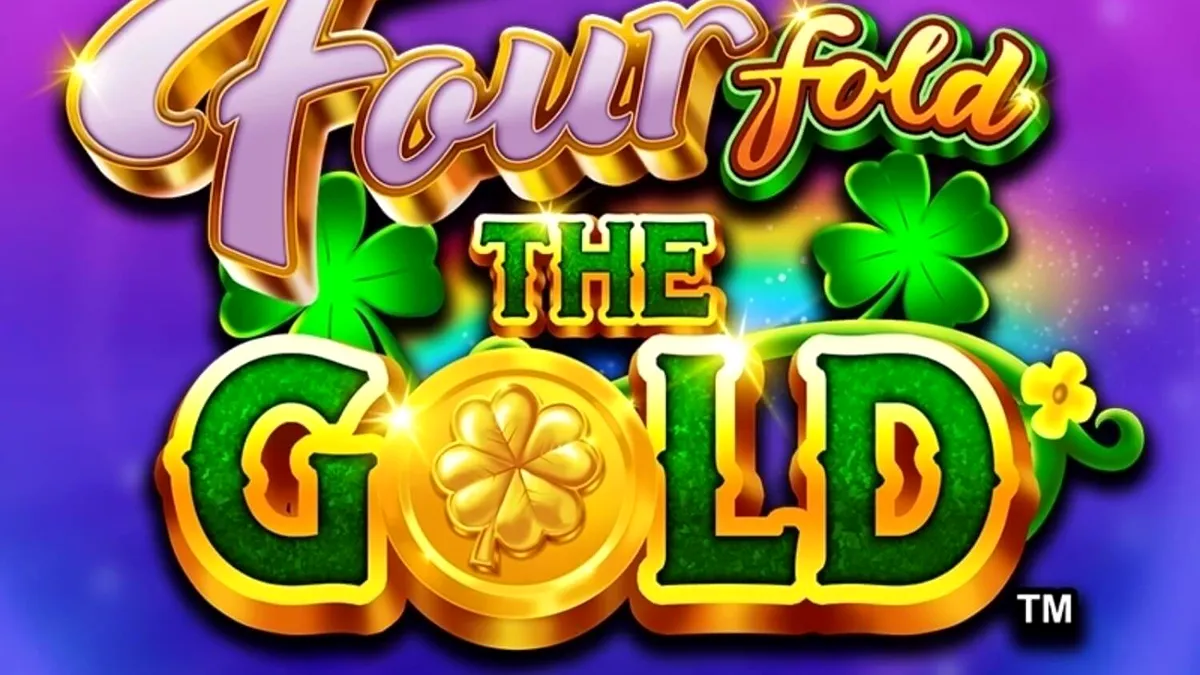 Leprechaun kosmik di depan gulungan slot Fourfold the Gold